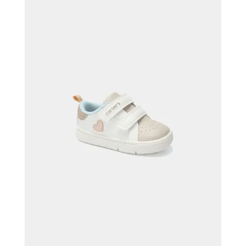 Baby Girl Every Step® First Walker Heart Casual Shoes - White/Tan | Carter's