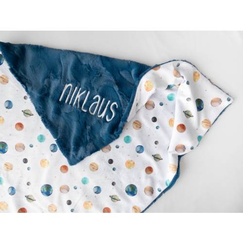 Planets Solar System Personalized Baby Blanket, Baby Shower Gift, Blue Nursery, Baby Boy Blanket, Baby Shower Gift, Outer Space