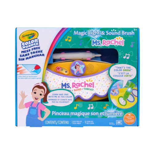 Crayola Color Wonder Magic Light Brush Featuring Ms. Rachel, Mess-Free Coloring Set with Songs, Paint Set for Toddlers, Art Gift for Kids, Ages 3 & Up