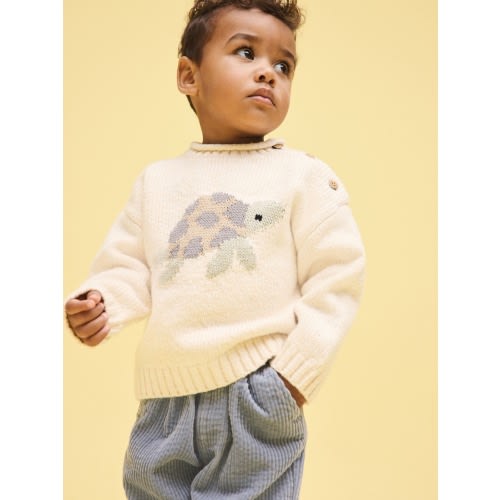Cream Turtle Character Knitted Crew Neck Jumper (3mths-7yrs)