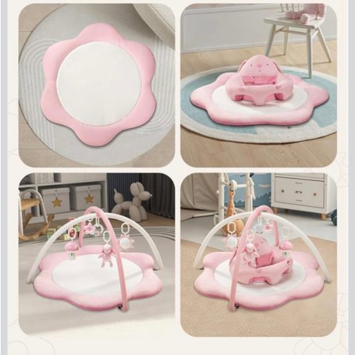 3-in-1 Baby Play Mat, Baby Seats for Infants for Sitting Up, Tummy Time Mat with 5 Detachable Toys, Baby Activity Gym & Playmats for Babies 0-6 6-12 Months, Newborn Baby Shower Gifts