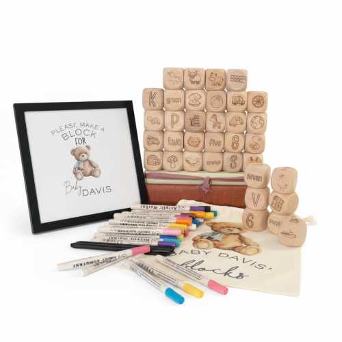 Heirloom Wooden Alphabet Blocks: Baby Shower Activity & Keepsake
