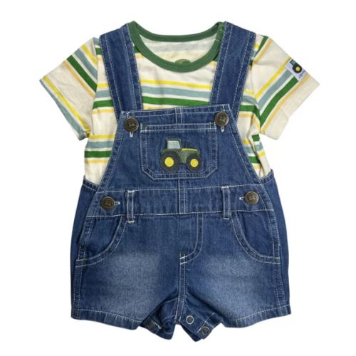 John Deere Infant Boy Shortall Stripe Tractor, 3-6 M,White at Tractor Supply Co