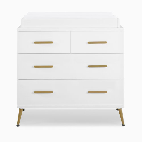 Delta Children Sloane 4 Drawer Dresser with Changing Top - Bianca White/Melted Bronze