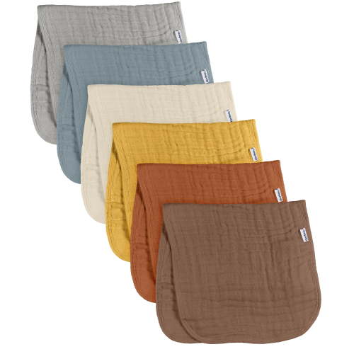 6-Pack Baby Neutral Multi Browns Muslin Burpcloth