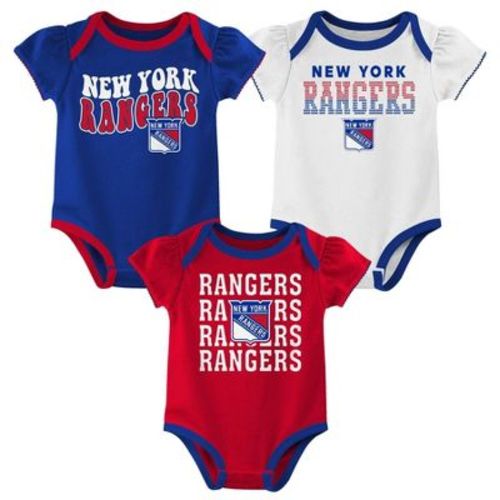 NHL New York Rangers Infant Girls' 3pk Bodysuits - 3-6M