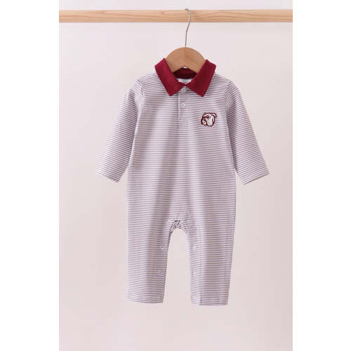 Cajun Cuties & Co Premium Maroon Georgia bulldog embroidery romper - Shop