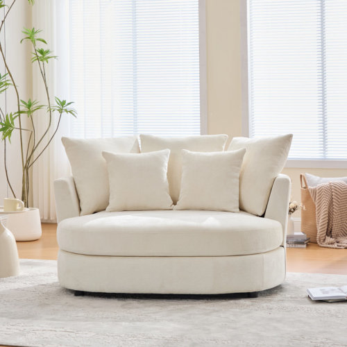 Latitude Run® Upholstered Oversized Slipcovered Accent Chenille Barrel Chair Round Sofa Chair & Reviews | Wayfair