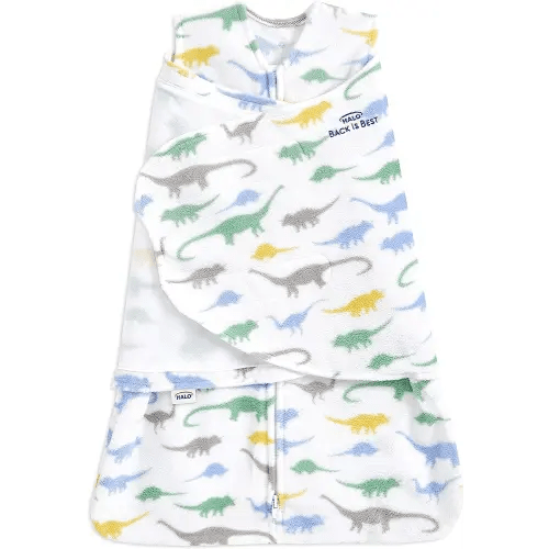 HALO Micro-Fleece Sleepsack Swaddle, 3-Way Adjustable Wearable Blanket, TOG 3.0, Dinos, Small, 3-6 Months