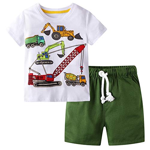 BIBNice Toddler Boy Clothes Kids Summer Cotton Outfits Shirt Short Sets Size 2-7
