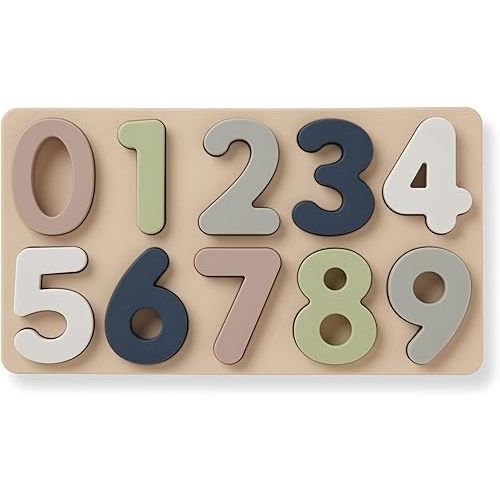 Ali+Oli Baby Soft Silicone Number Puzzle Toys for Toddlers (11 Piece Set) - Montessori Learning Puzzle - Silicone Number Shape Sorter Toy