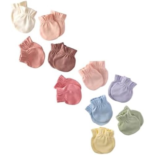 Morgan 10-Pack Mitts 100% Organic Cotton No Scratch Mittens for Newborn Baby Boys & Girls