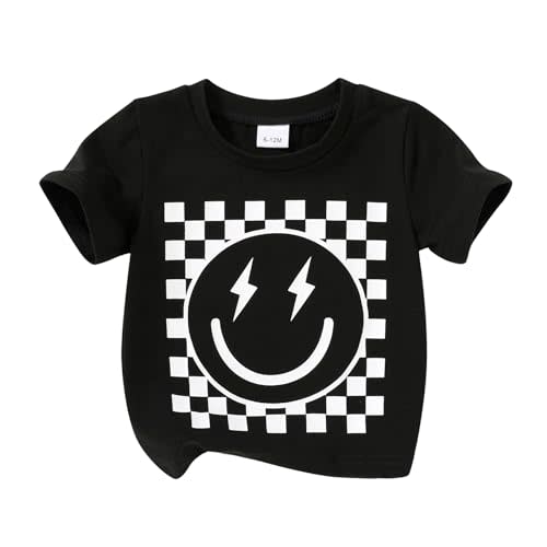 Happy Town Toddler Clothes Baby Boy Girl Smiley Face Shirt Short Sleeve T-Shirt Tee Summer Tops Outfits