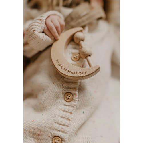 Wooden Moon Rattle Toy | Engraved | keepsake | Baby Shower Gift | newborn Baby gift | heirloom gift | baby photo prop | milestone photo