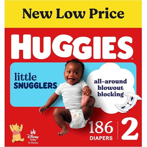 Huggies Little Snugglers Diapers Size 2, 186 Count (3 Packs of 62)
