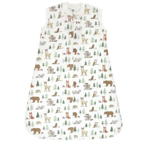 Hudson Baby Infant Boy Premium Quilted Sleeveless Sleeping Bag and Wearable Blanket, Forest Animals, 0-6 Months