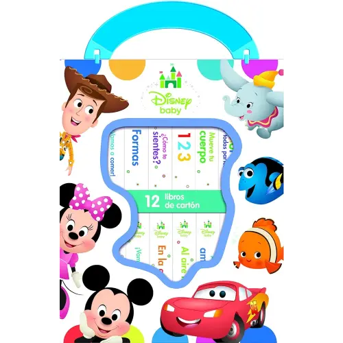 Disney Baby: Mi Primera Biblioteca - 12 Libros De Carton - Incluye personajes de Mickey Mouse, Toy Story, Bambi, Los Increíbles y Mas! - PI Kids (Spanish Edition)