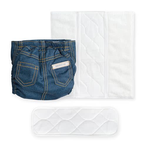 Amazing Baby Hybrid Cloth Diaper Cover with Pocket-Sling, Med, Sz 3 (12-25 lbs), Use Boosties Disposable or Reusable Inserts, Blue Jean, SmartNappy Set includes Cover + Tri-fold Insert + Booster Pad