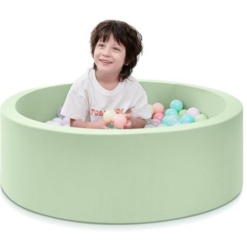 SHJADE Foam Ball Pit for Toddlers, 35.4"x 11.8" Kids Ball Pit, Soft Round Baby Ball Pool, Ideal Gift for Girls and Boys, Indoor and Outdoor Game(Green, NO Balls)