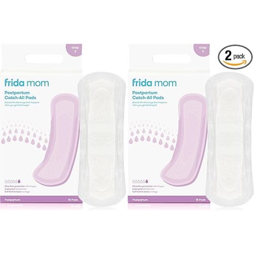 Frida Mom Postpartum Pads, Leak Proof Feminine Care Maxi Pads, 6 Layers of Protection for Maximum Absorbency (18ct) (Pack of 2)