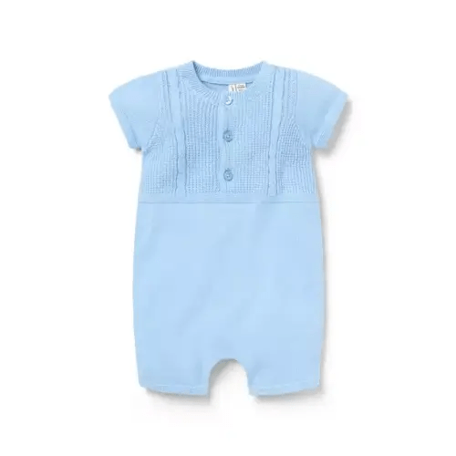 Baby Blue Bead Baby Cable Knit Romper by Janie and Jack