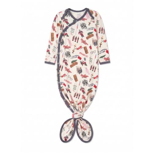 Copper Pearl Baby Gown - Knotted Newborn Sleepers for Baby Boy, Soft Stretchy Long Sleeve Infant Gowns with Bottom Tie and Hand Mittens, Perfect Hospital Coming Home Outfit (A Christmas Story)