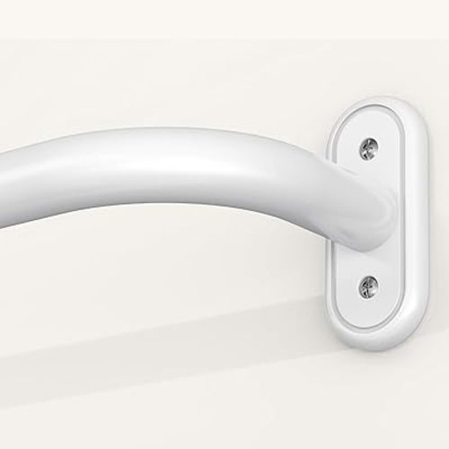 Wrap Around Curtain Rods White, Blackout Heavy Duty Curtain Pole for Windows 28 to 48 Inch, 1" Decorative Room Darkening Curved Modern Drapery Rod (White/Unique Design/All Matel)