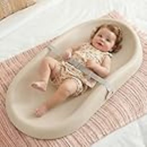 Mallify Baby Changing Pad with Waterproof and Non-Toxic Surface, Changing Table Pad with Adjustable Safety Belt, Easy-Clean & Portable Changing Pad for Dresser(Beige)