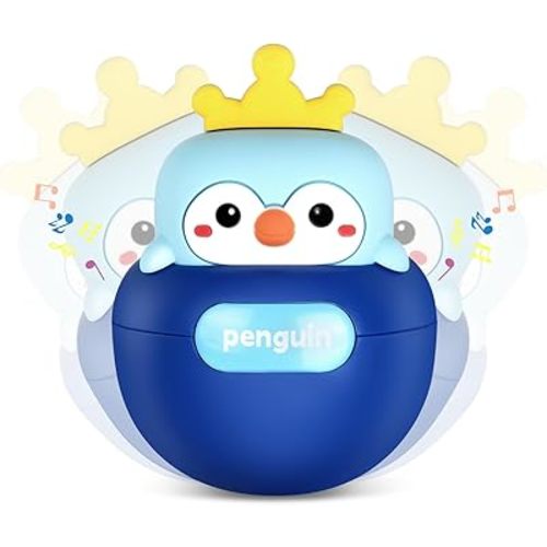 Baby Penguin Wobble Toys, Infant Roly-Poly Tumbler Musical Wobbler, Babies Sensory Development & Teething Toy for Newborn 3-12 Month Baby Toddler Boys and Girls Gifts