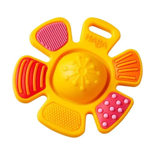 HABA Silicone Teethers for Babies 6-18 Months - Popping Flower Fidget Toy and Silicone Teether Ring and Grasping Toy for Safe Sensory Development - Dishwasher Safe Baby Essentials