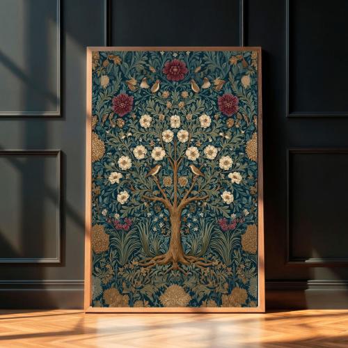 William Morris Tree of Life Art Print, Vintage Dark Academia Decor, Homeware
