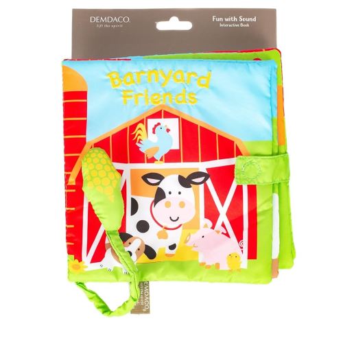 DEMDACO Happy Barnyard Friends Corn Rustic Red Children's Musical Soft Book Toy