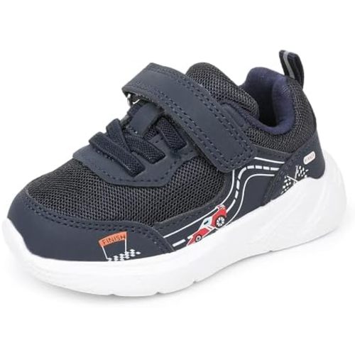 Apakowa Infant & Toddler Boys Girls Sneakers – Breathable Mesh First Walker Shoes with Adjustable Strap or Elastic Laces, Lightweight Non-Slip Athletic Shoes for Early Walkers (6-24 Months)