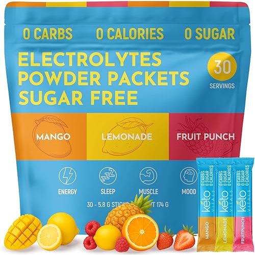 Keto Vitals Original Electrolytes Powder Packets | Keto Friendly Electrolyte Hydration Packs | Sugar Free Electrolytes | Energy Drink Mix | Zero Calorie Zero Carb (Original Assorted, 30 Count)