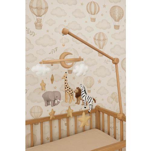 Safari Baby Mobile – Handmade Felt Crib Mobile, Giraffe Zebra Lion Elephant Nursery Decor, Baby Shower Gift