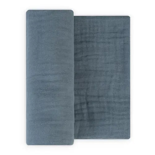 The Little Linen Co. Muslin Wrap Solid Blue Barklife Dog | Baby Bunting AU