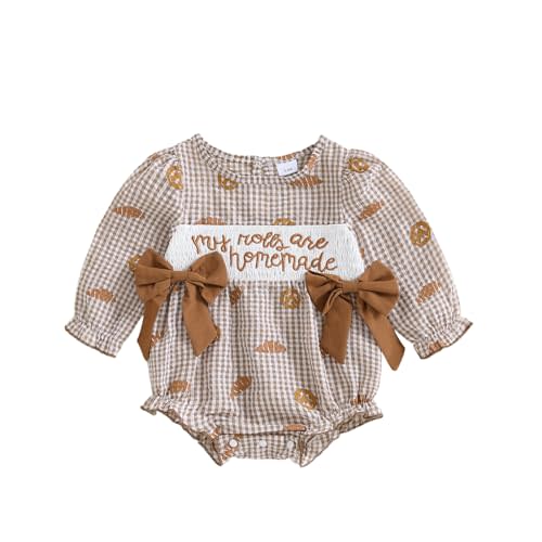 FIOMVA Toddler Baby Girl Valentines Day Clothes Outfit Cute Letters Bubble Romper Embroidery Hearts Smocked Onesie Bodysuit