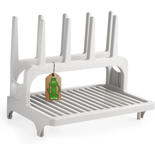PopYum Seattle Gray Space Saving Drying Rack from 100% Recycled Bottles, countertop for Baby Bottle, Plastic Bags, Cups, Glass, tumblers, Compact