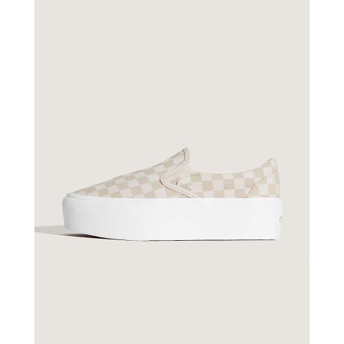 Classic Slip-On Platform Checkerboard Shoe in Checkerboard Mushroom Brown | Vans
