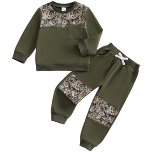 Toddler Boy Fall Winter Clothes Hunting Outfit Camouflage Long Sleeve Sweatshirt Pullover Jogger Pant Set