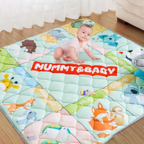 Byseng Baby Mat for Crawling, 50 x 50 inch Non-Slip Cushioned Floor Mat, Machine Washable Baby Crawling Mat for 0-3 Years Old - Animals Pattern