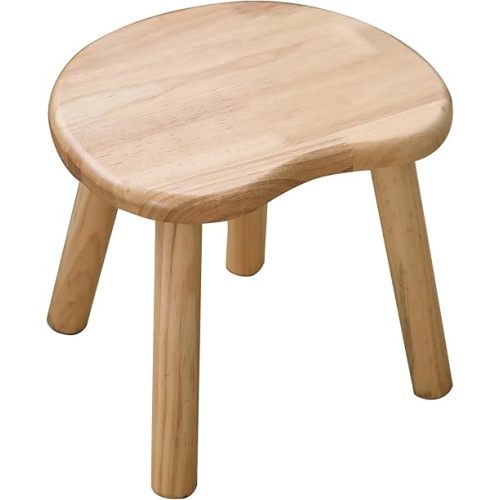 Wooden Stool, Small Step Stool for Kids, 10 inch Small Short Solid Wood Chair Perfect Matched Sensory Table, Sturdy and Versatile for Bathroom, Kitchen, Bedroom, Plant Stand (Burlywood)