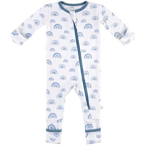 Dreamland Baby Bamboo Viscose Baby Pajamas (0-9 months). Ultra Soft Viscose Sleepers with 2-Way Zipper, Mitten & Foot Cuffs