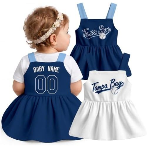 KREDE Baby Girl Clothes Custom Baby Strap Dress with Number Name for Baby Girl Gifts