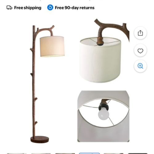 Oneach Vintage Floor Lamp 61.5" Brown Resin Tree Trunk with Remote - Walmart.com