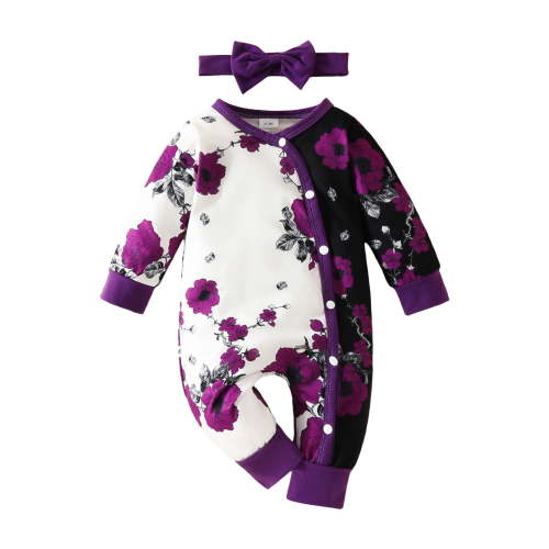 NOLDARES Preemie Baby Girls Clothes Ribbed Romper Bodysuit Pants Set Fall Winter Outfits,Purple,0-3 Months