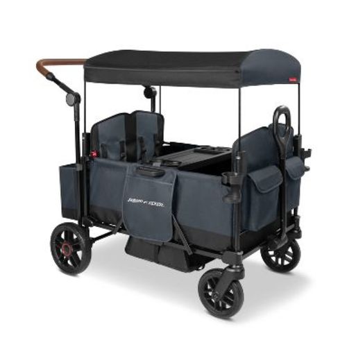 Radio Flyer Pathfinder+ Quad 4 Seat Stroller Wagon - Steel Gray: All-Terrain Tires, Adjustable Harness, EVA Wheels, Foot Operated Brake