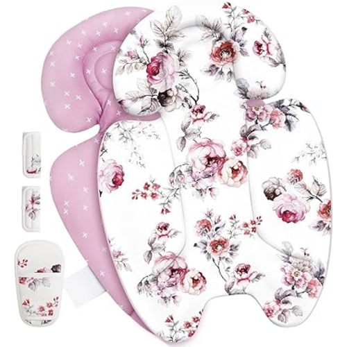 Infant Insert Compatible with 4moms Mamaroo RockaRoo & Graco DuetSoothe Swing, Reversible Newborn Insert Head & Body Support Cushion,Breathable Soft Fabric, Machine Washable, Blush Pink, 1Pcs