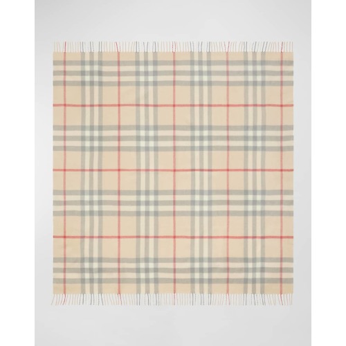 Kid's Check-Print Fringe Trim Blanket