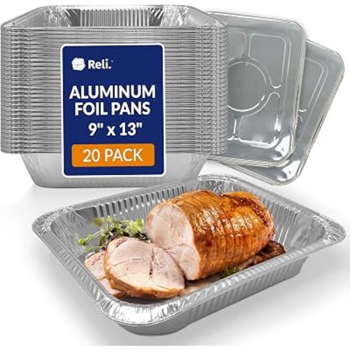 Reli. Aluminum Pans with Lids 9x13 (20 Pack) Disposable Tin Foil Trays